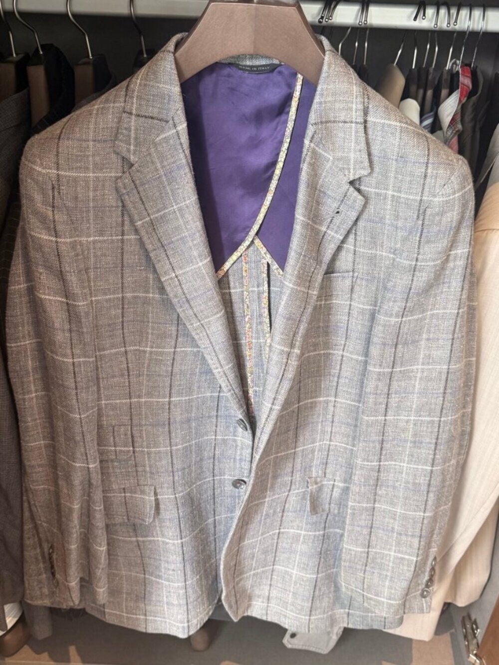 Paul Smith The Byard Gray Plaid Silk Linen Sport Coat